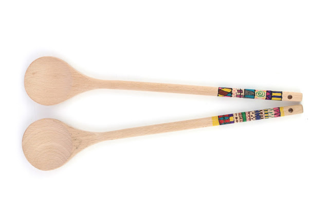 decoreated wooden kitchen spoons