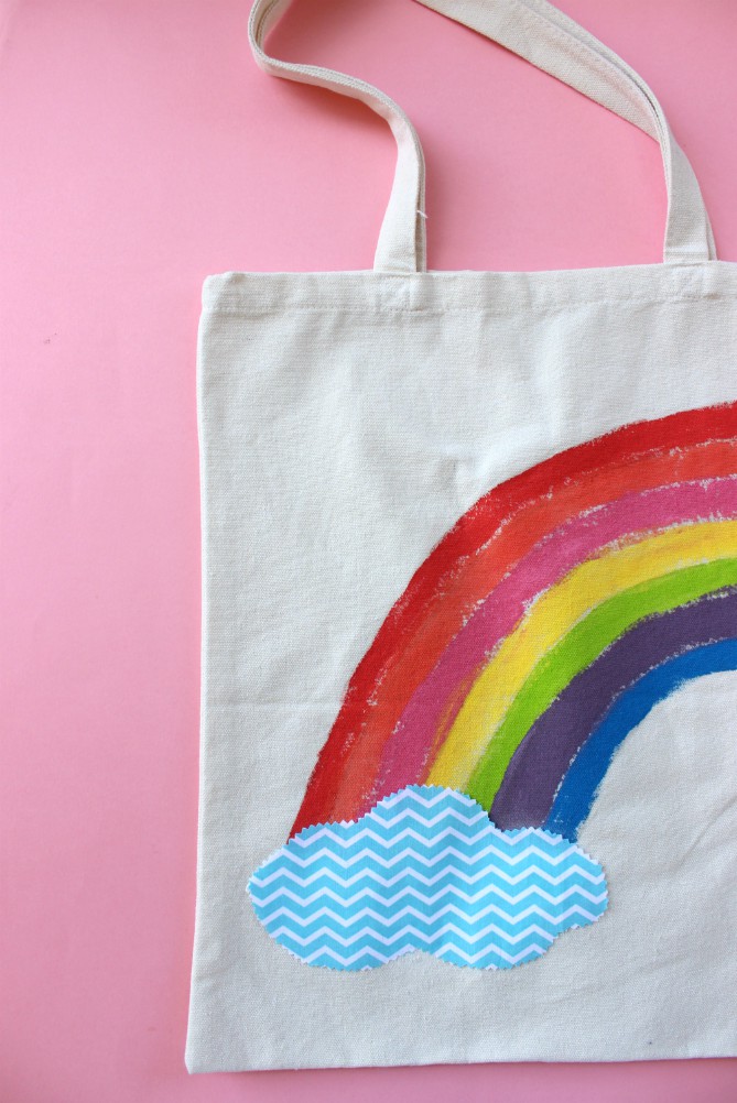 DIY Painted Rainbow Tote Bag