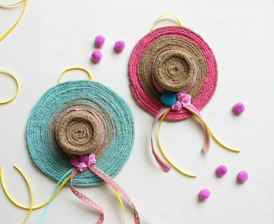 DIY Φτιάχνω Διακοσμητικά Καπελάκια με Σχοινί και Λουλούδια